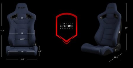 (image for) Braum Elite Blue Cloth Sport Reclining Seats -Black Stitches - Pair