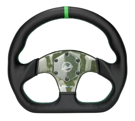 (image for) NRG FLAT BOTTOM CARBON FIBER CENTER LEATHER STEERING WHEEL