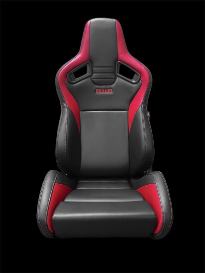 (image for) Braum Elite V2 Black and Red Leatherette Sport Reclining Seats - Pair