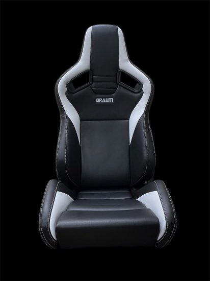 (image for) Braum Elite V2 Black and White Leatherette Sport Reclining Seats - Pair