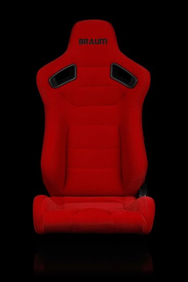 (image for) Braum Elite Red Cloth Sport Reclining Seats -Black Stitches - Pair
