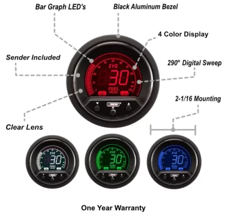 (image for) Prosport Premium Evo Digital Fuel Pressure Gauge