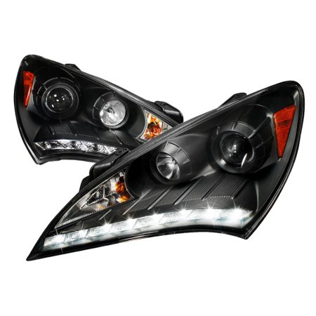 (image for) Spec-D Genesis Coupe Matte Black Housing SMD LED Strip Headlights 2010 – 2012