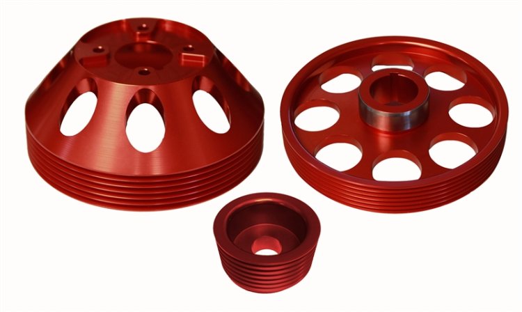 (image for) Torque Solution Genesis Coupe 3.8 Red Lightweight Pulley Set 2010 - 2016 - Click Image to Close